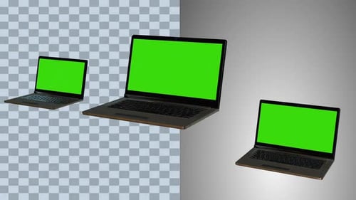 Realistic 3D Laptop Mockup green screen animation with Alpha