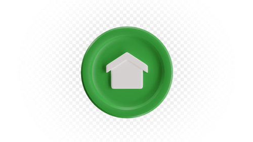 Green Home Icon on Circular Background