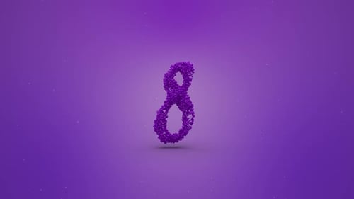 Animated Purple Hearts Forming Number 8 and Title Reveal