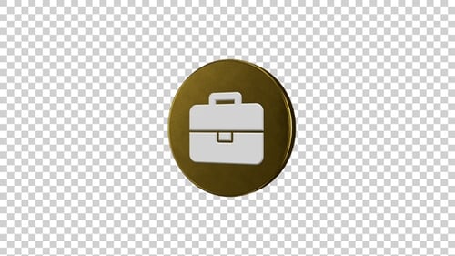 Rotating Gold Briefcase Icon 3D Animation