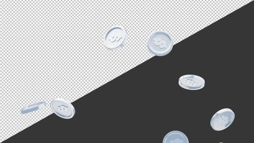 3D Silver Coins Splashing | Alpha Channel