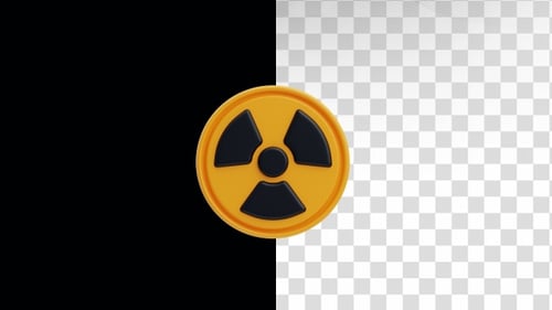 Animated 3D Radiation Symbol Rotating on Black Background