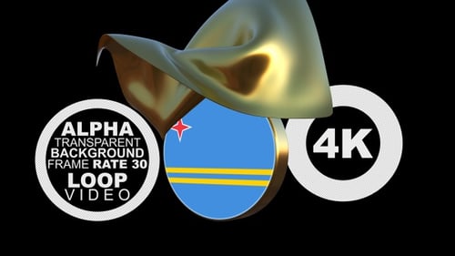 Aruba National Flag Reveal with Fluid Gold Fabric