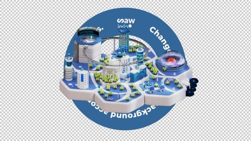 Ville intelligente futuriste — Boucle d'arrière-plan transparente d'animation 3D