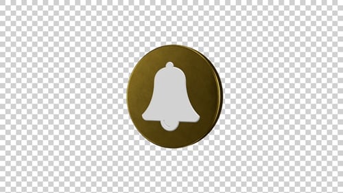 3D Gold Notification Bell Icon Ringing and Rotating Animation