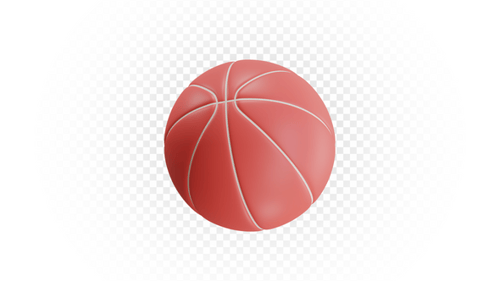 Minimalistisches 3D-Rendering eines roten Basketballs