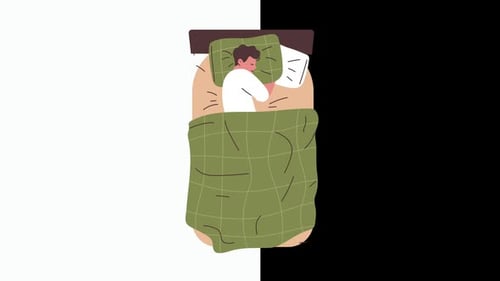 Animated Man Sleeping Peacefully in Bed
