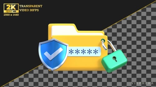 Secure Folder with Animated Password, Shield, and Padlock