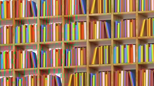 3D Animation of Books Textbooks Library Bookstore Shelves