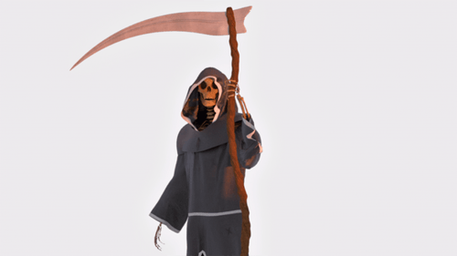 3D Animated Grim Reaper Posing with Scythe Character Loop