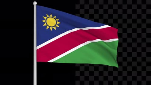 Namibia Flag Waving Loop Animation with Alpha Channel