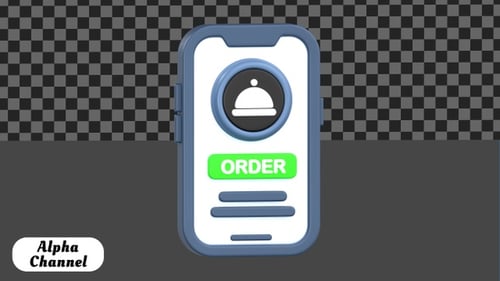 Online Food Order Mobile 3D Animation | Alpha Channel