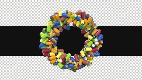 Colorful Rotating Cans Recycling Symbol Animation