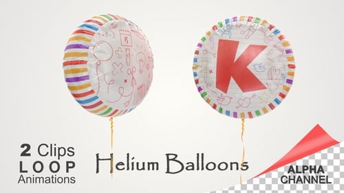 Rotating Letter K Balloon with Educational Doodles