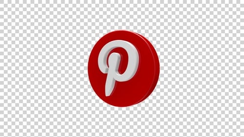 Animated 3D Pinterest Logo with Smooth Rotation Reveal