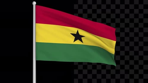 Realistic Waving Flag of Ghana Animation