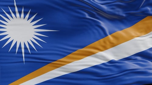 Realistic Waving Flag of Marshall Islands Fabric Animation