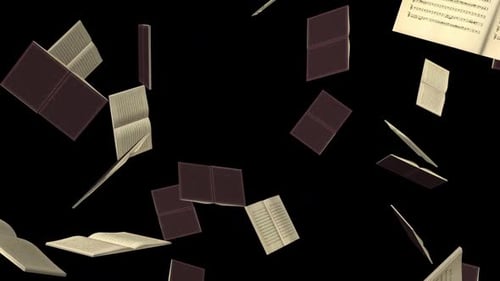 Falling Books with Musical Notes Animation Loop