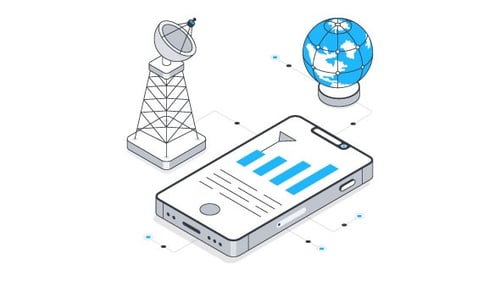 Mobile Network Isometric Animation Alpha Channel