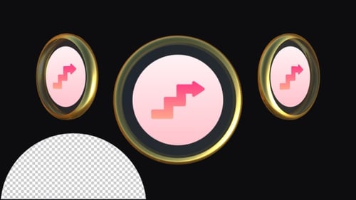 Animated 3D Golden Ring Icon with Progress Arrows