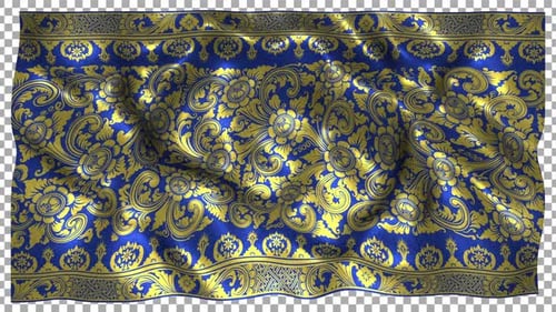 Indonesia Ethnic Silk Pattern Cloth Fabric Wave Alpha Songket Batik Bali Balinese Blue Gold Prada 1