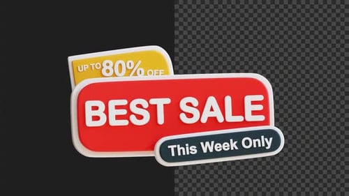 Animated Modern 3D Sales Offer Label Reveal