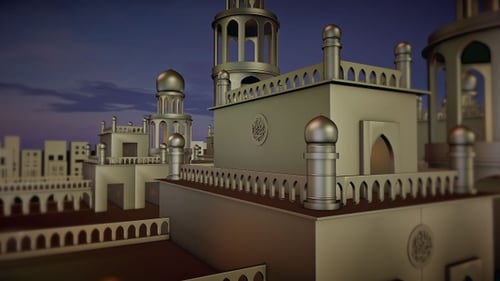 3D-Rendering Wunderschöne Moschee-Animation