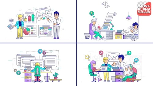 Flat Design Business Corporate Teamwork Animation Pack
