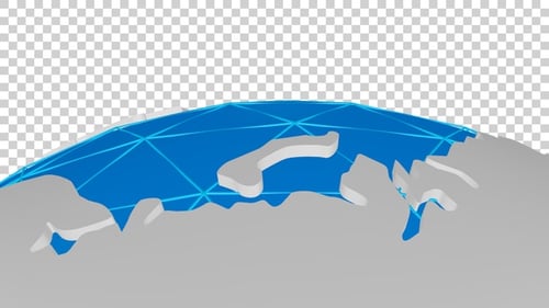 Animated Digital Globe with Network and Continent Reveal