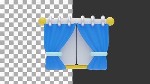 3D-Animation eleganter Gardinen für eine luxuriöse Note | Alpha Channel