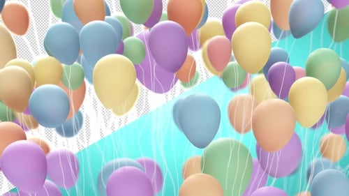 Soft Pastel Balloons Floating Up for Celebration Events