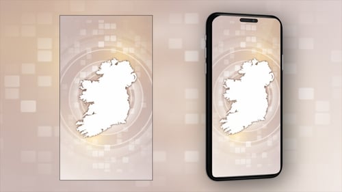 Animated Ireland Map Outline Reveal with Digital Background