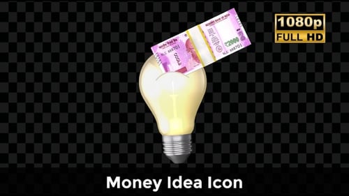 Glowing Lightbulb with Indian Rupees Business Idea