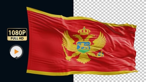 Realistic Montenegro National Flag Waving Loop