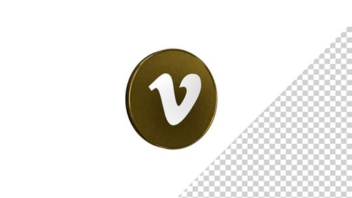 Golden 3D Icon Rotation and Shine Logo Reveal