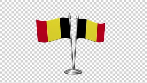 Animated Waving Belgian Flags on Chrome Table Stands