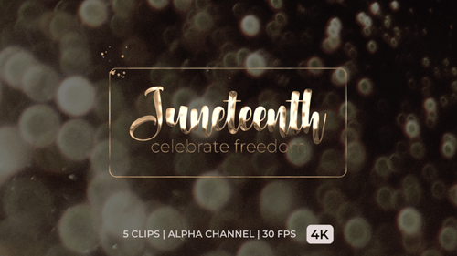 Juneteenth Celebrate Freedom Metallic Text Title Animation