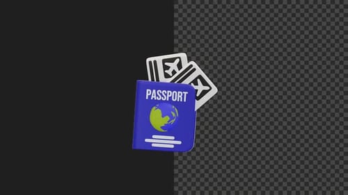 Animated 3D Passport with Travel Tickets Reveal