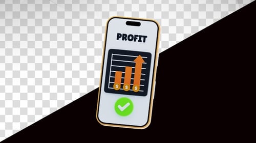 Animated 3D Smartphone Displaying Profit Growth Bar Chart