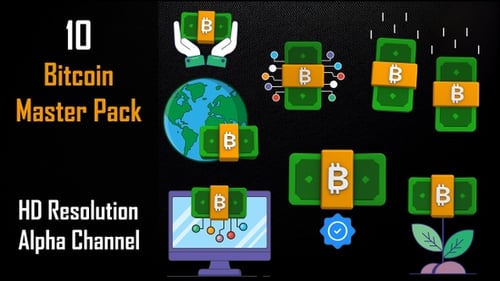Animated 3D Bitcoin Cryptocurrency Icon Pack for Finance