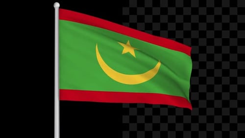 Realistic Waving Mauritania Flag Seamless Loop with Alpha