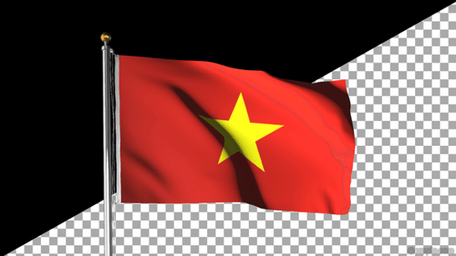 Realistic Waving Flag of Vietnam on a Grey Background