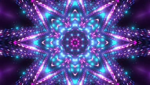 Neon Glowing Star Tunnel Abstract Background Loop