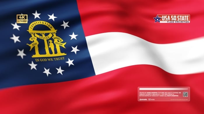 Realistic Georgia State Flag Waving Against Blue Sky, Backgrounds ...