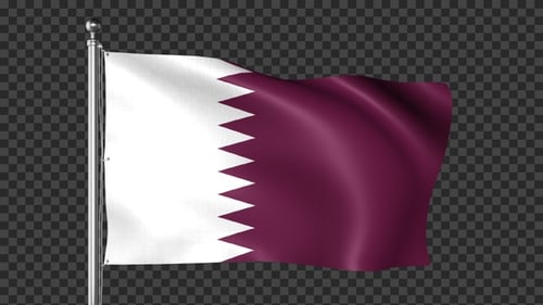 Realistic Waving Qatar Flag with Alpha Channel