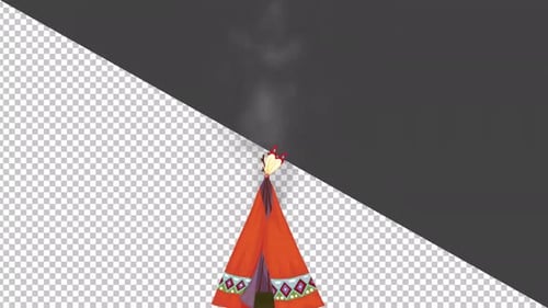 Animated Teepee With Rising Smoke and Geometric Patterns