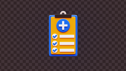 3D Medical Checklist Icon – Health Report Clipboard Animation