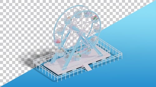 Isometric Rotating Ferris Wheel Amusement Park Animation