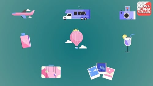 Flat Design Travel Icons Animation Pack