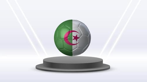 Modern 3D Spinning Soccer Ball With Algerian Flag